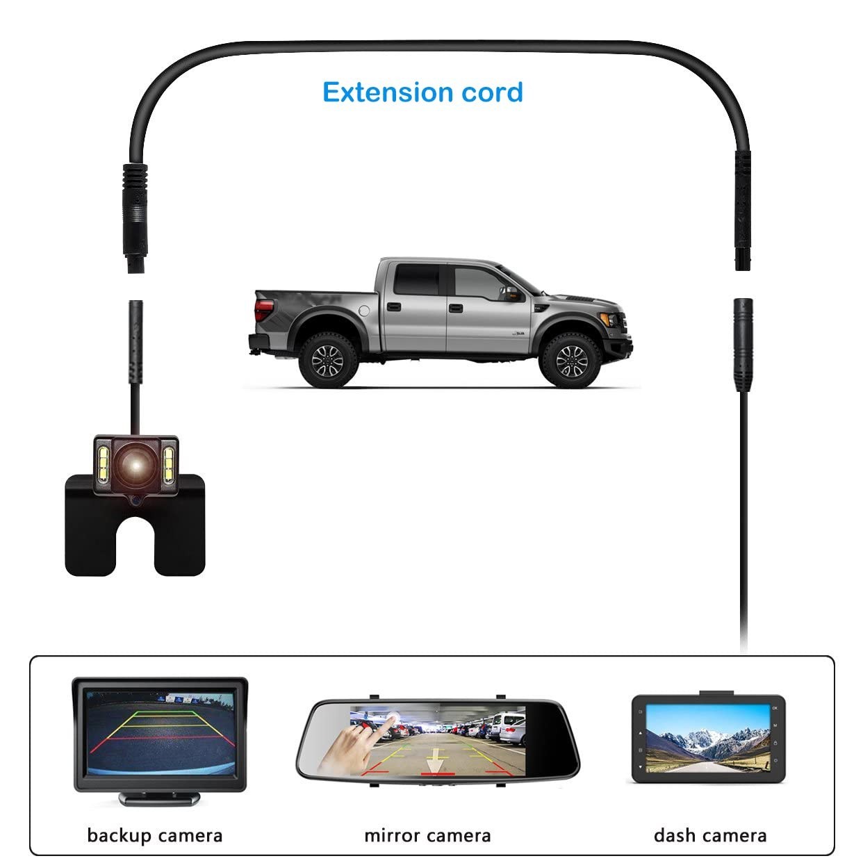 16.5Ft 4-Pin Dash Cam Extension Cable for Reliable Rear View Operation