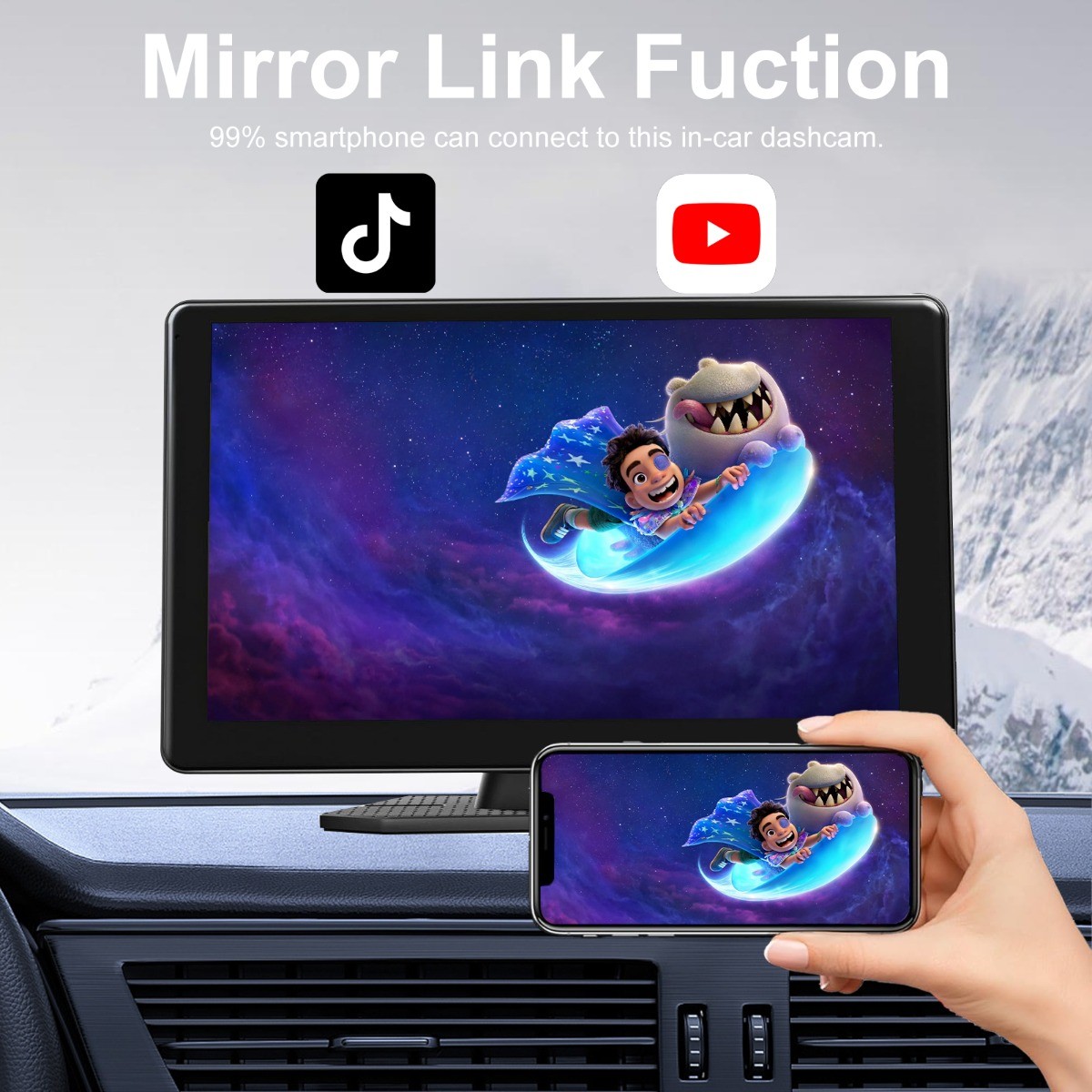 9″ Wireless Car Stereo w/Apple Carplay & Android Auto,Portable Touch Screen GPS