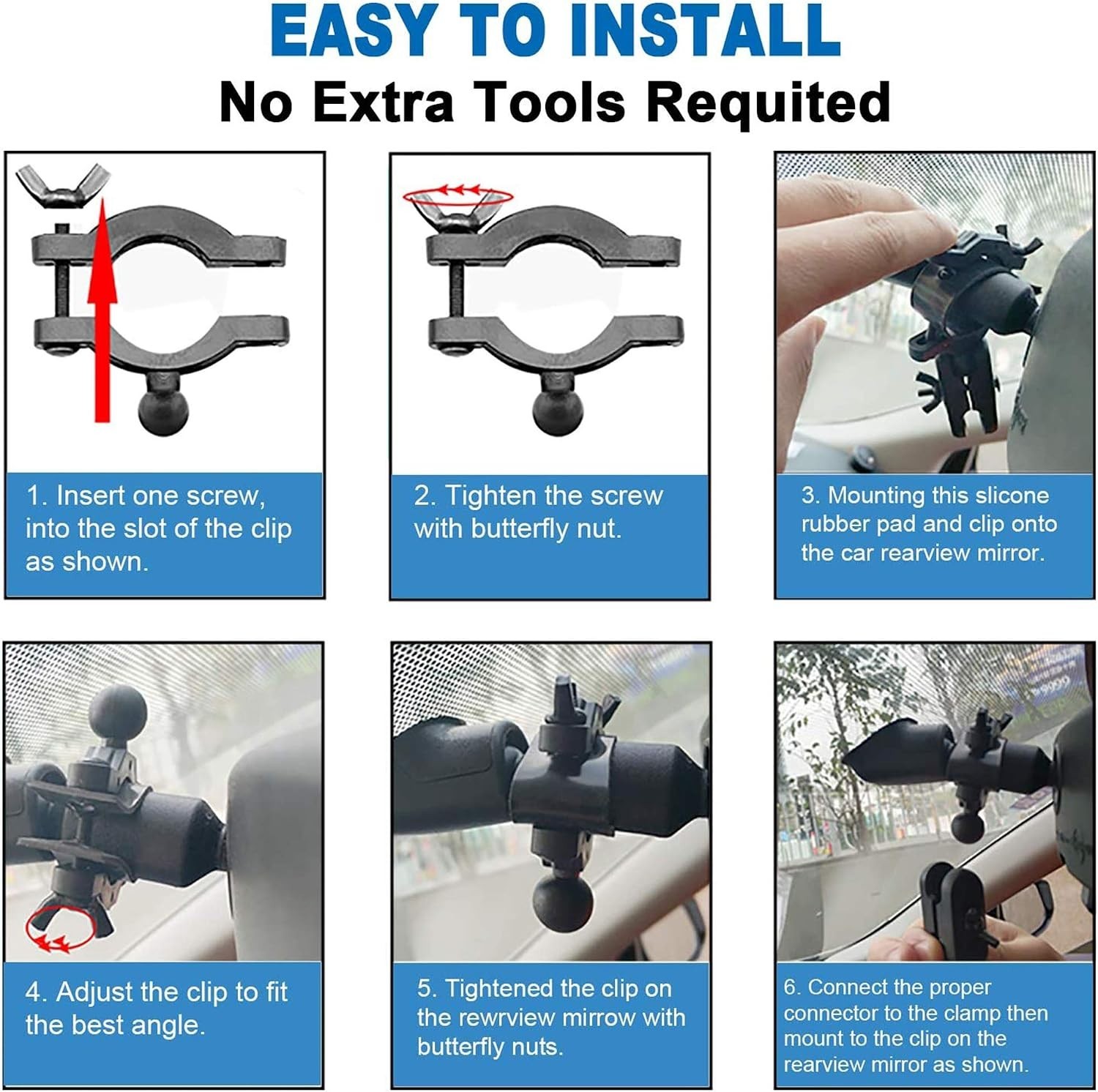 Dash Cam Mount, Universal Dash Camera Rear View Mirror Mount Holder Kit for M…