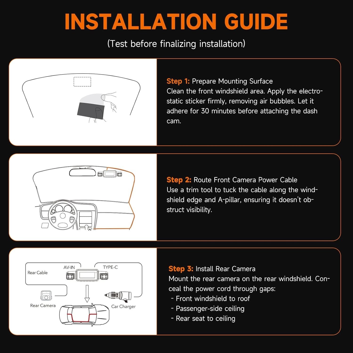 360° Dash Cam Front and Rear Inside, 4 Channel FHD 4 * 1080P, Wi-Fi GPS Voice Co