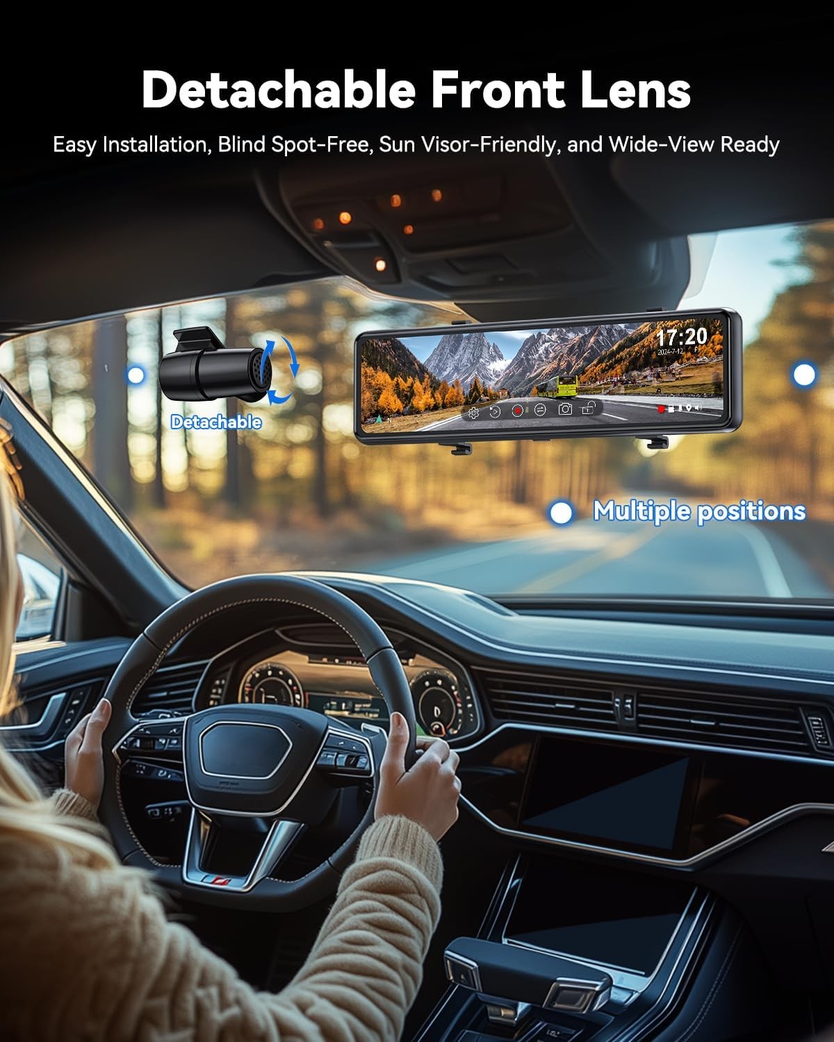 4K Front 2.5K Rear Mirror Dash Cam T860+