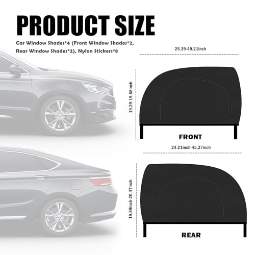 4PCS Zipper Car Window Shades for Side/Front/Rear Car Windows