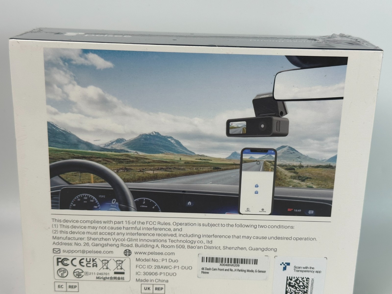 Pelsee P1 Duo 4K Smart WiFi Dash Camera Front & Rear GPS Parking Mode New