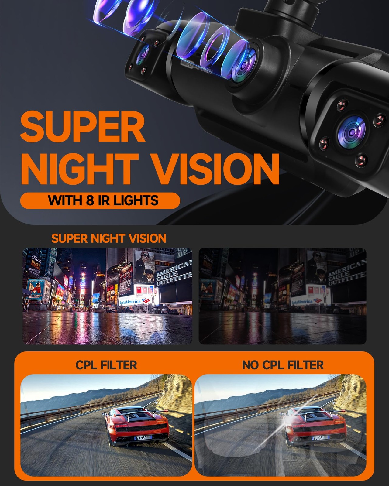 Neideso 4 Channel Dash Cam Front and Rear, 3K+3*1080P Dash Camera for Cars, F…