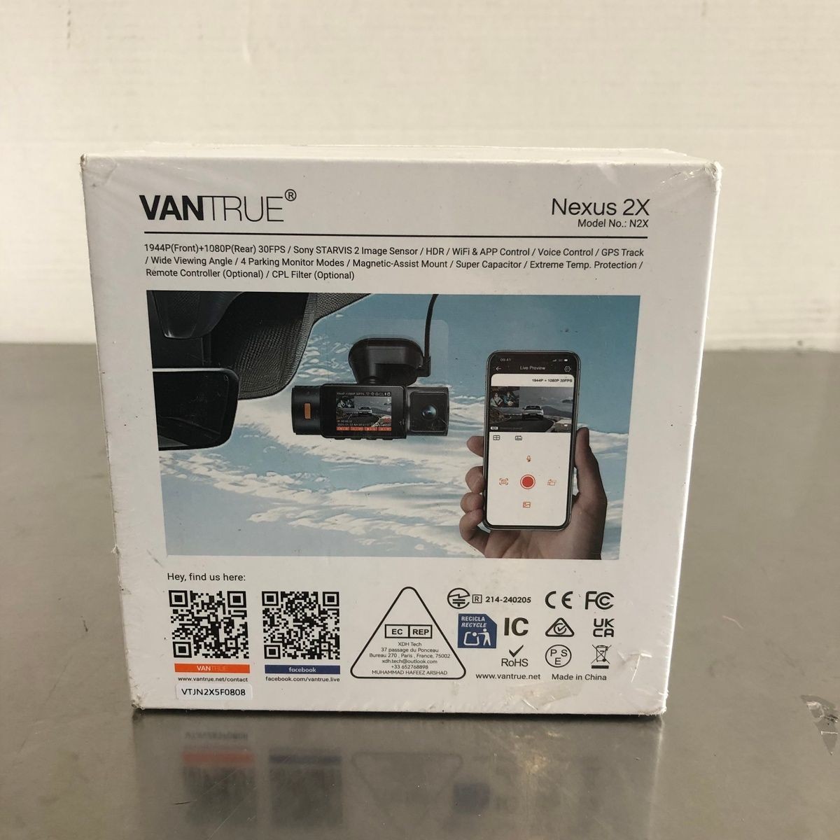 Vantrue Nexus N2X Dash Cam 2.7K+1080P Dual Channel STARVIS 2 HDR LTE PlatePix
