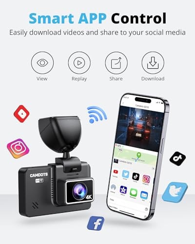 CAMDOTS 4K DASH CAM FRONT AND REAR, GD10 UPGRADED VERSION 3″ IPS TOUCHSCREEN –