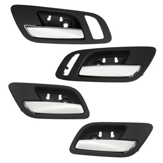 Interior Door Handles Front Rear FL Big Hole+FR Small Hole Ebony Black 4pcs