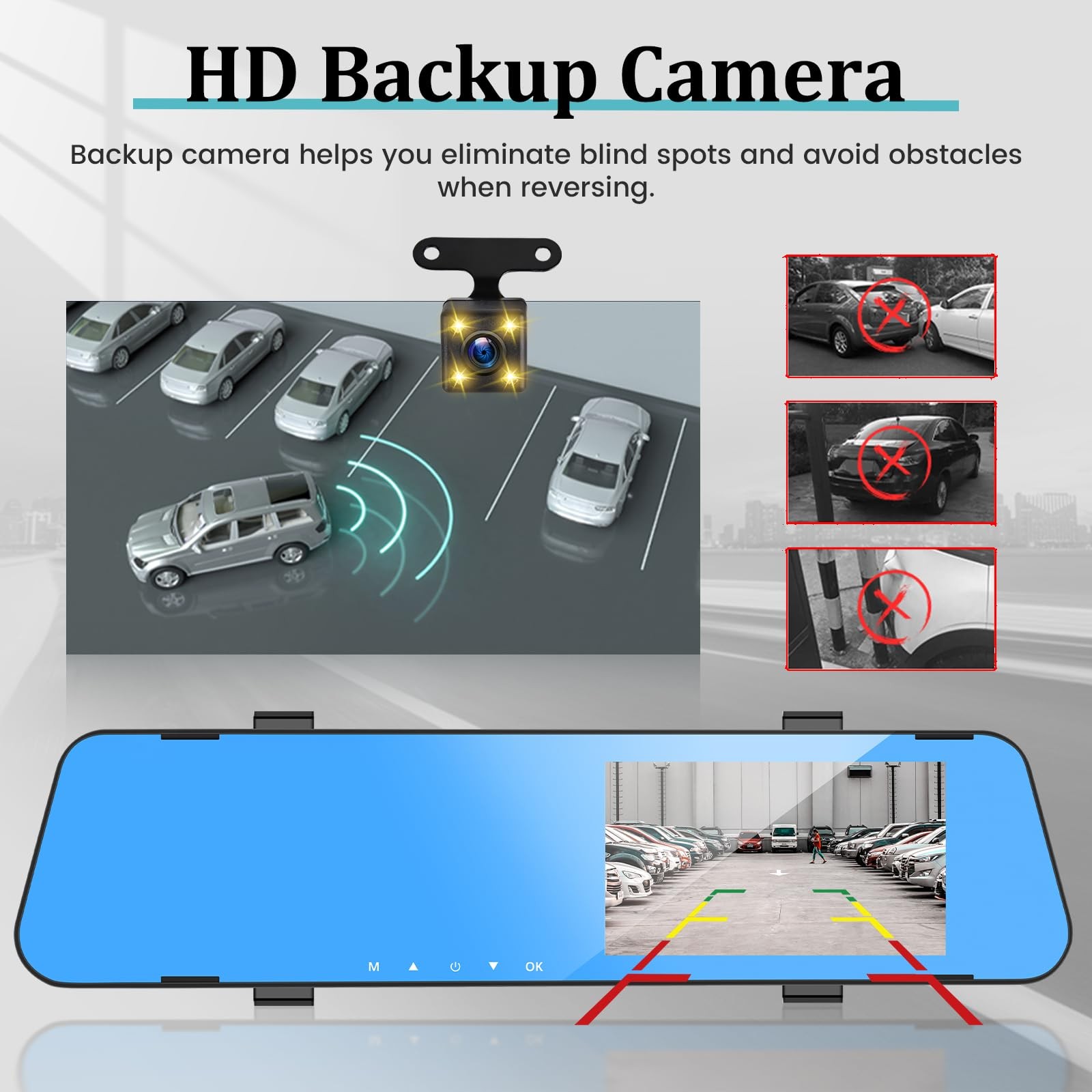 Espejo Retrovisor Con Camara De Reversa Y Tarjeta De Memoria De Lujo Pro