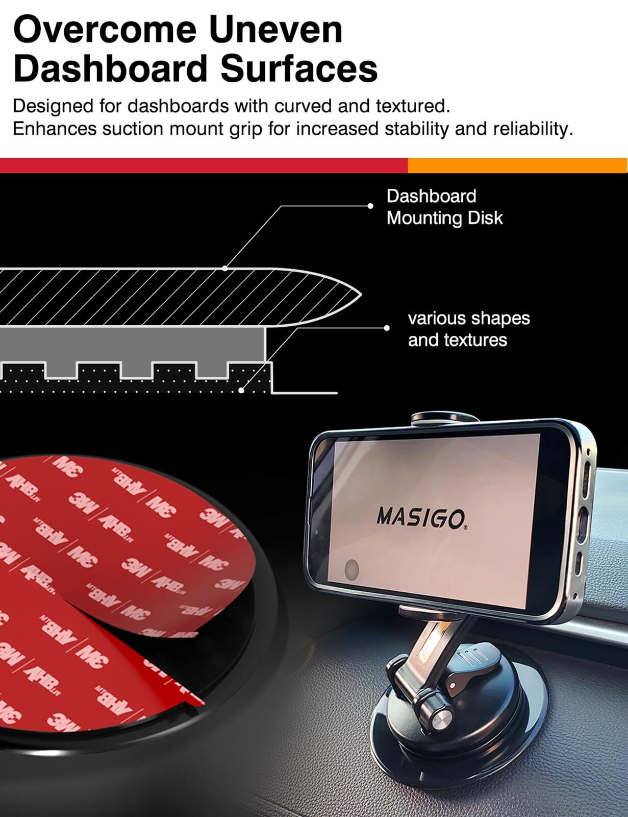 Adhesive Dashboard Mounting Disk Set for Phone Holders, Replacement Sticky Pads