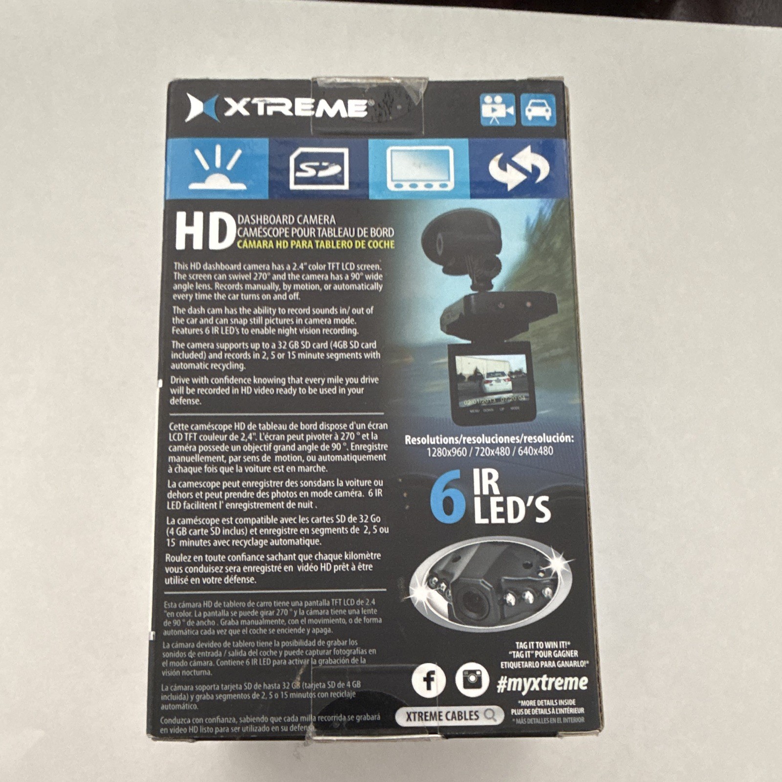 Extreme HD Dashboard Camera Record Sounds- 2.4″ Color LED Screen NIB Dash Cam