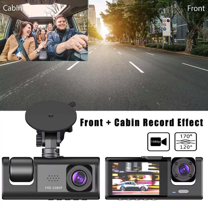 2026 New !!! 3 Way Dash Cam 1080P Front Interior Rear Camera G-Sensor WIFI