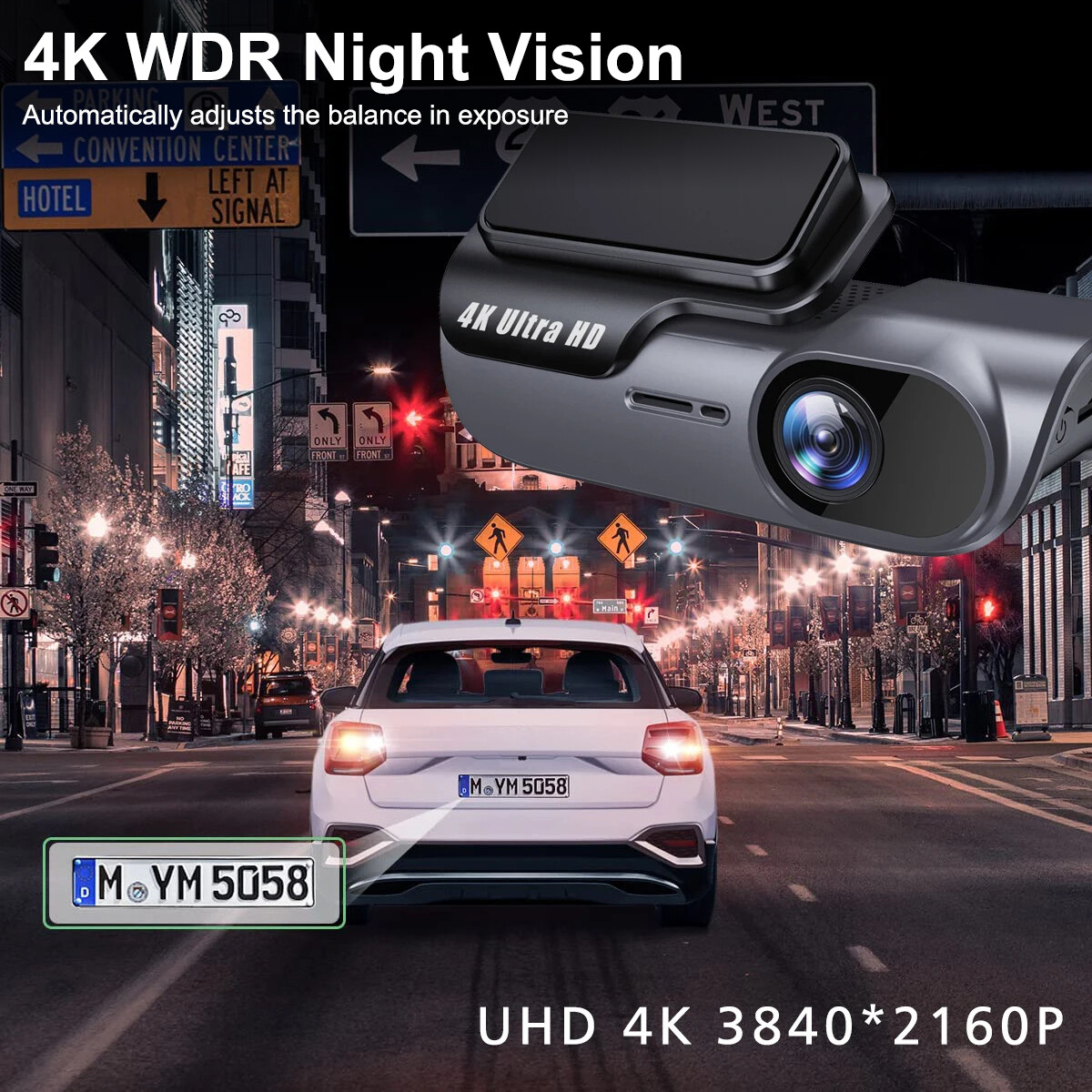 GPS 4K Dash Camera WIFI Parking Mode Video Recorder DVR G-Sensor w/ 32GB Card