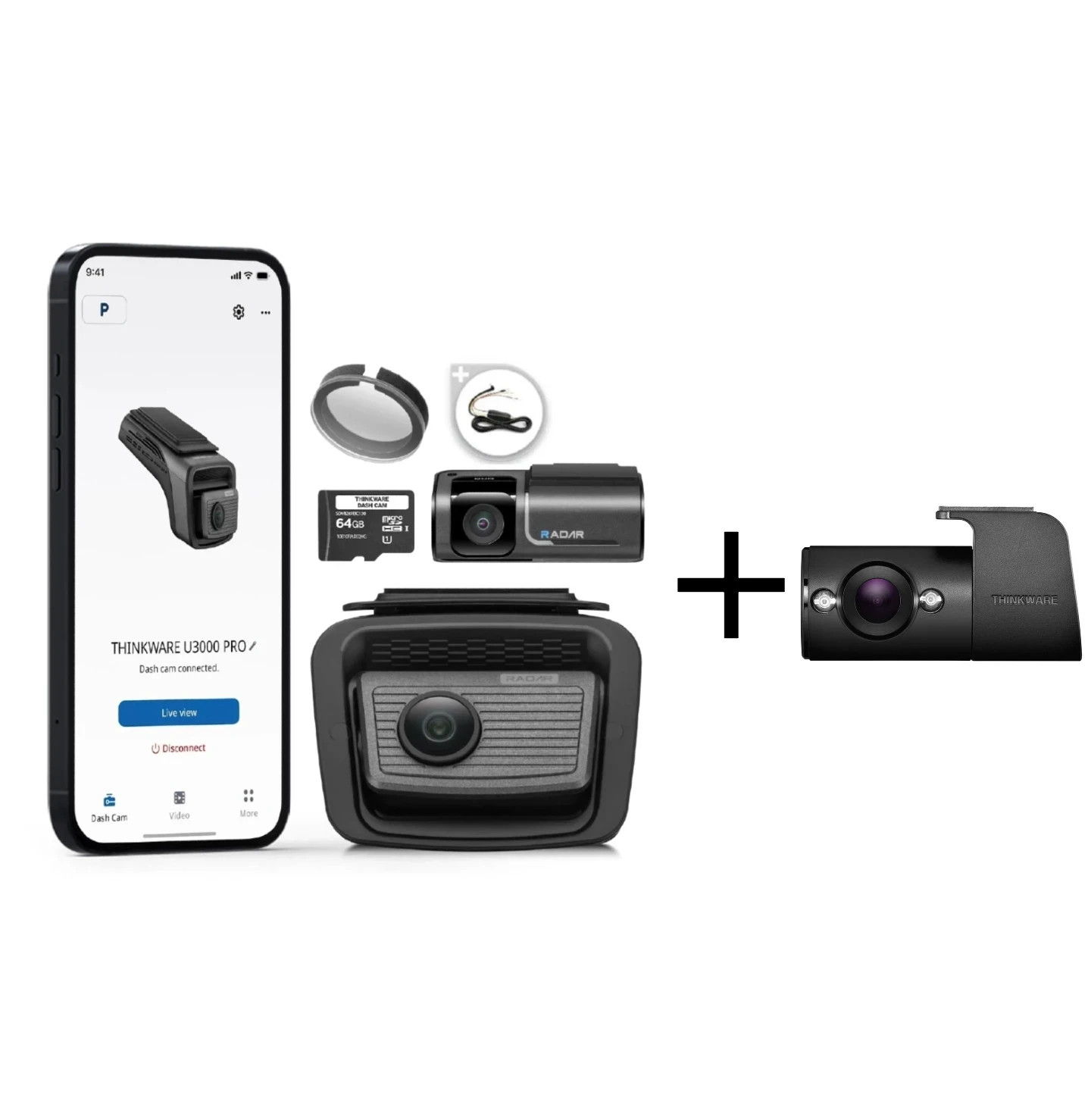 Thinkware U3000 Pro Dual Dash Cam 4K UHD Front & 2K Rear + 2K Interior Cam