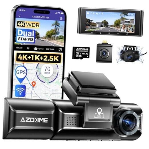 M550 Max 4K 3 Channel Dash Cam, Dual STARVIS Sensors, 4K+2.5K+1080P Black