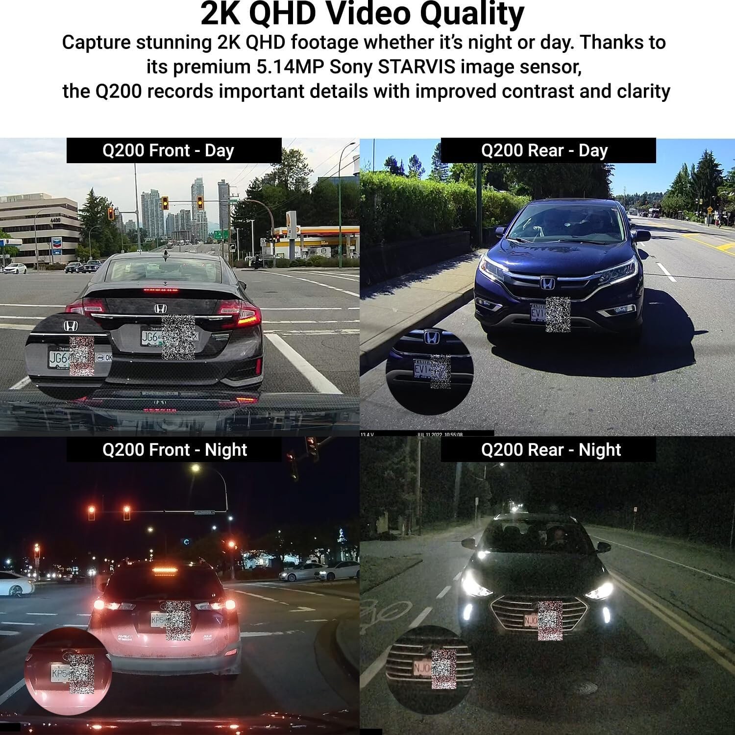 Thinkware Q200 2-Channel 2K QHD Front and 1080p Rear WiFi GPS Dash Cam 32GB