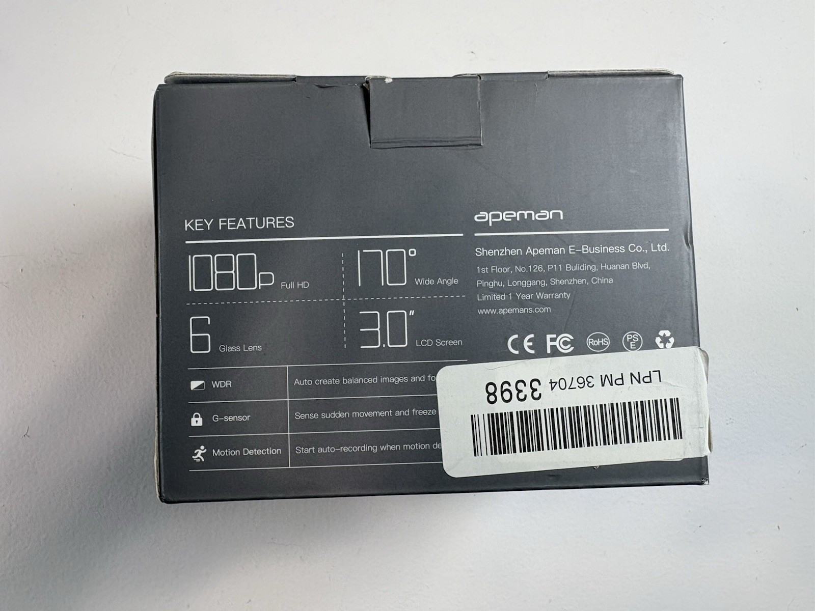 Apeman C450 1080p Dash Camera 3 inch LCD Screen *NEW IN BOX*