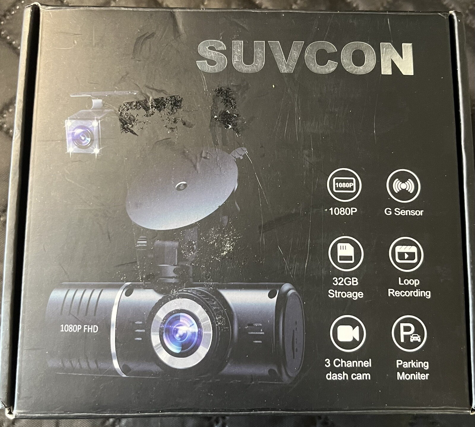 3 Channel Dash Cam SUVCON 1080p Dash Cam Front and Inside Triple Dash NIB