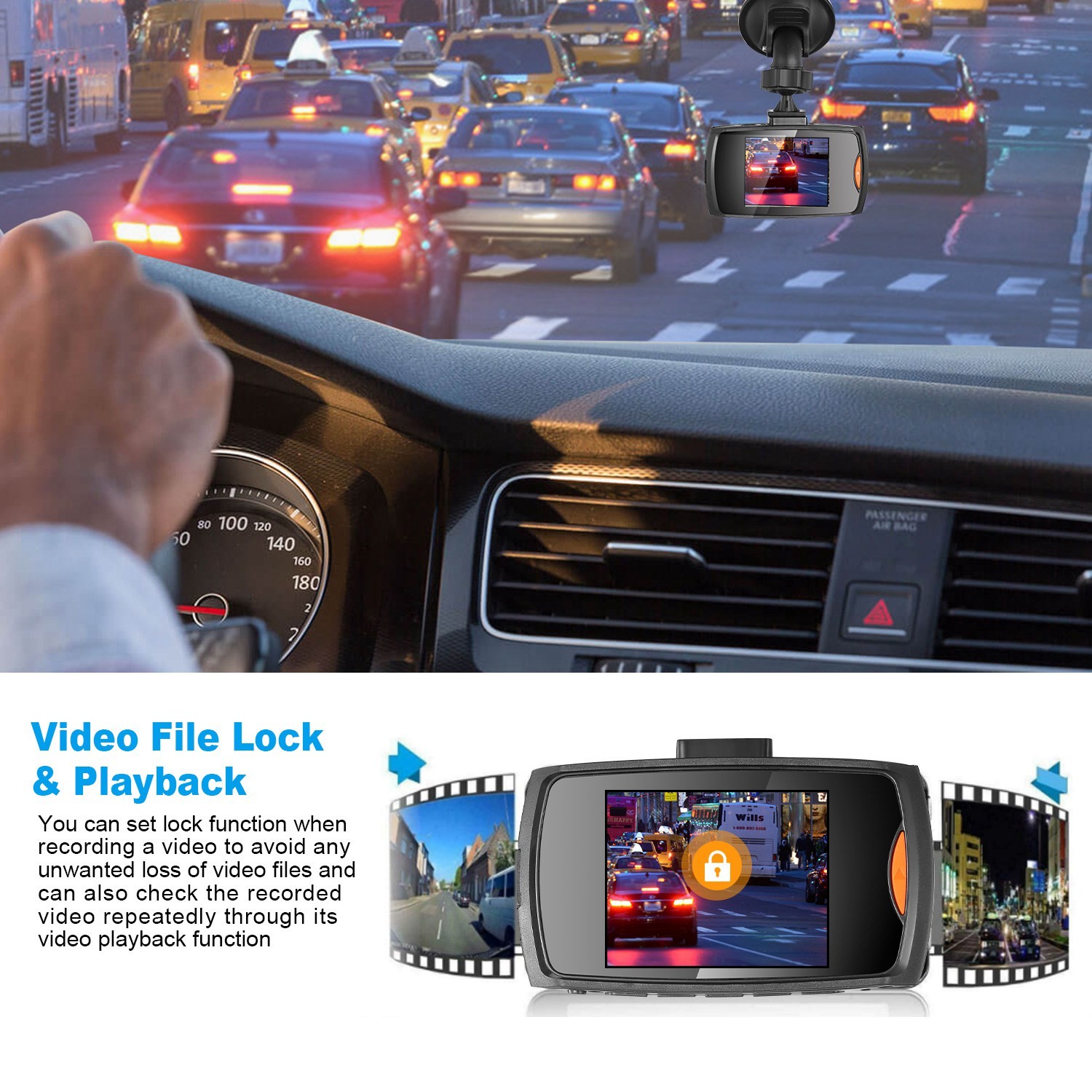 1080P HD Dash Cam Car Front Camera Dashboard DVR Video Recorder Night Vision