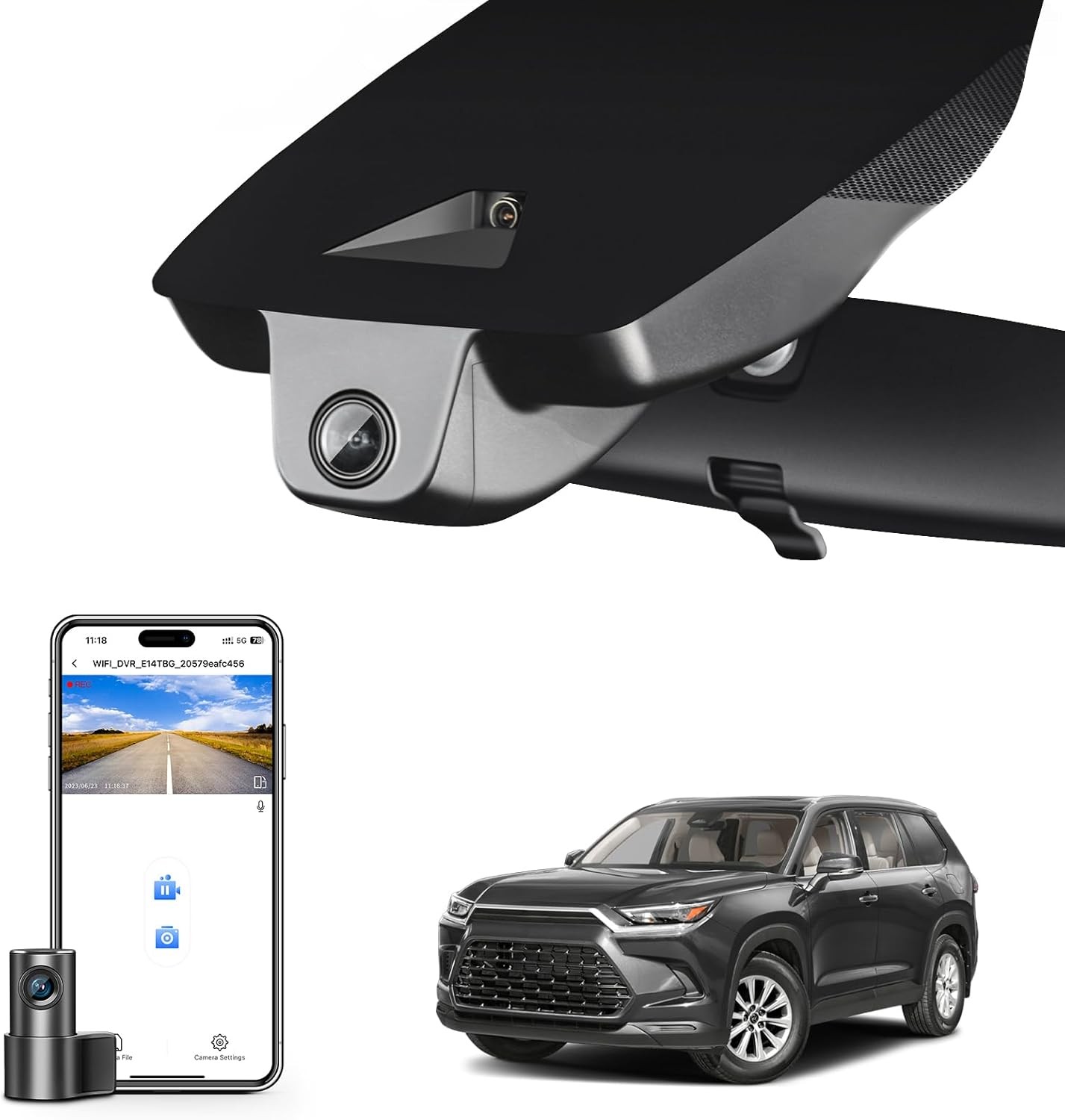 Front 4K & Rear 1080P Dash Cam Custom fit for Toyota Grand Highlander & Hybrid 2