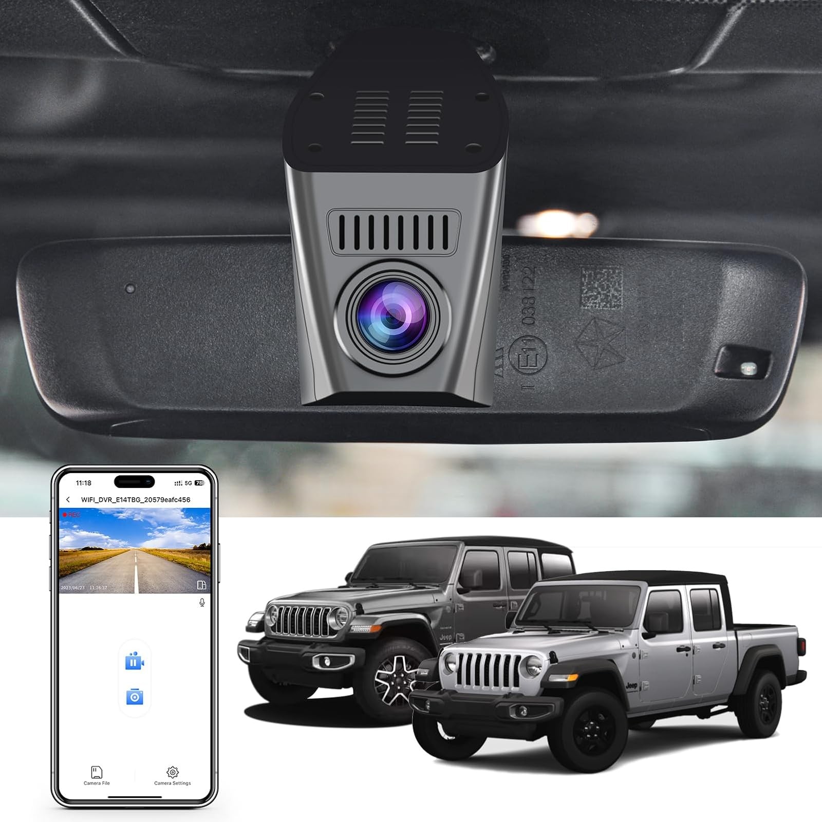 Jeep Gladiator 4K Dash Cam Custom Fit 64GB