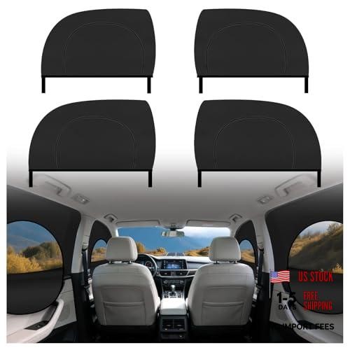 4PCS Front/Rear Car Window Shades for Side Window with Zipper,Breathable Mesh