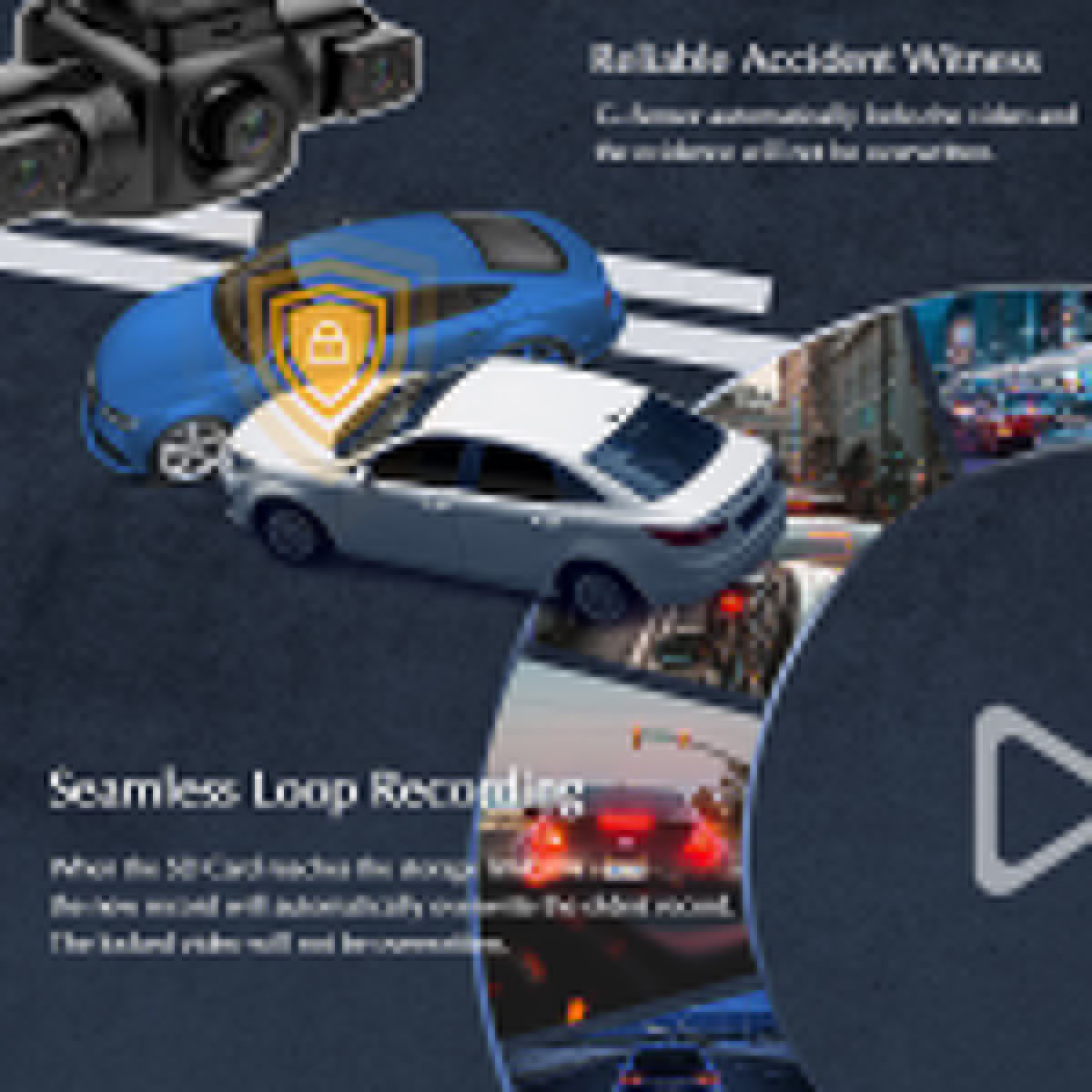 Dash Cam Recorder 4-Channel WiFi 1080P Car Camera DVR Vehicle Video G-Sensor