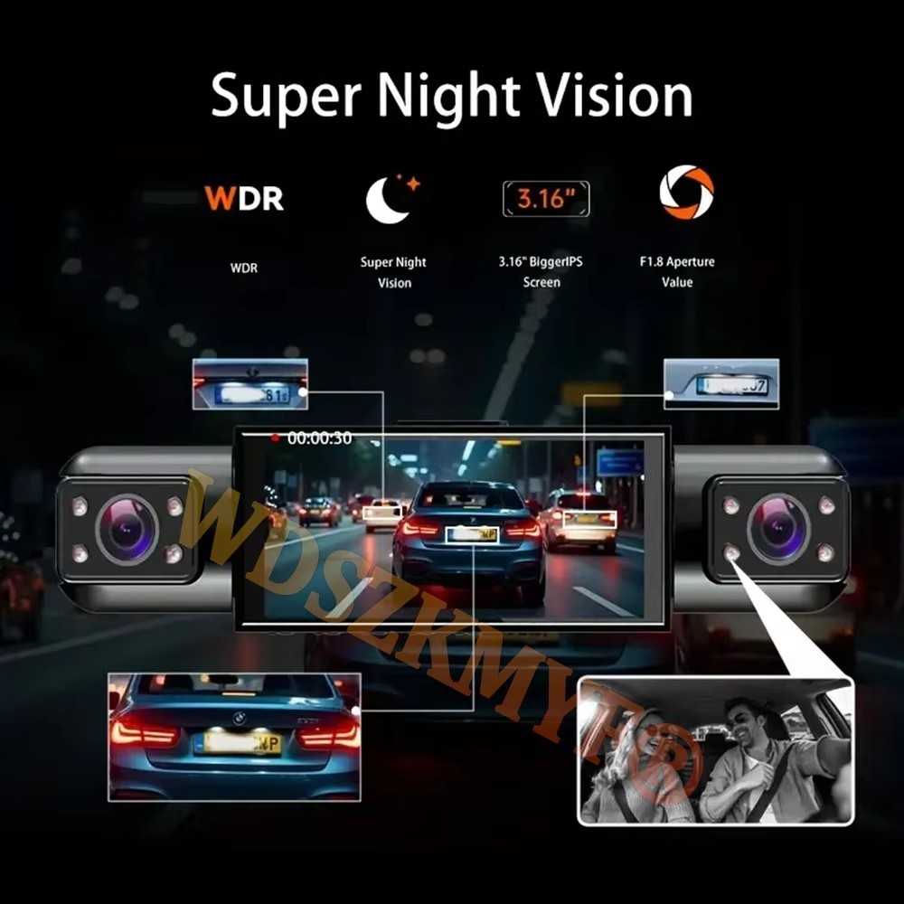 4 Channel Dash Cam 1080P Multi Lens Car Camera Front Rear Side Recording