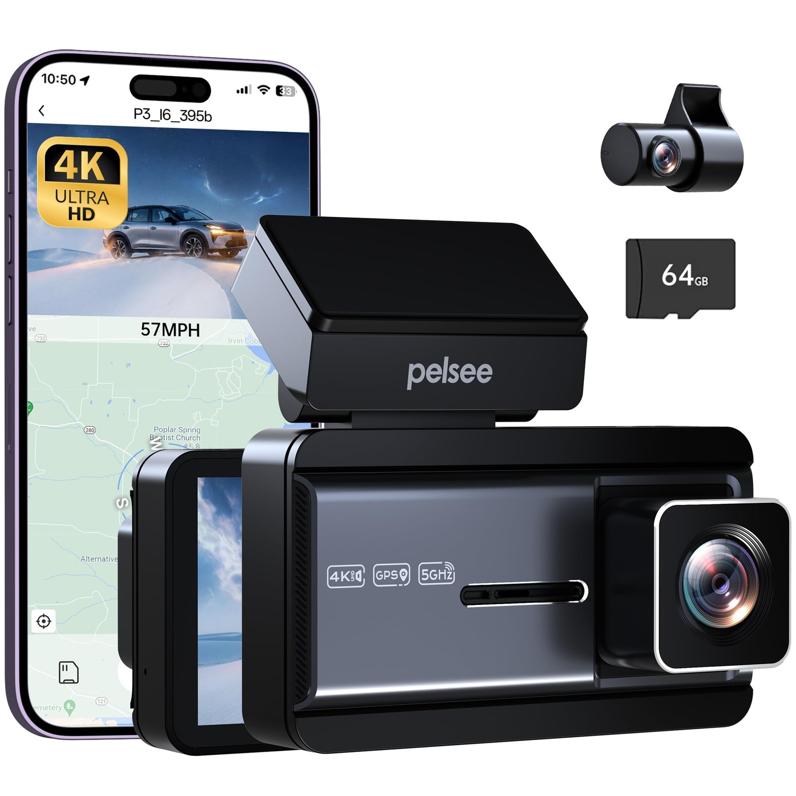 Camara Dual Para Auto Frontal Y Trasera Con Control De Voz De Lujo Pro