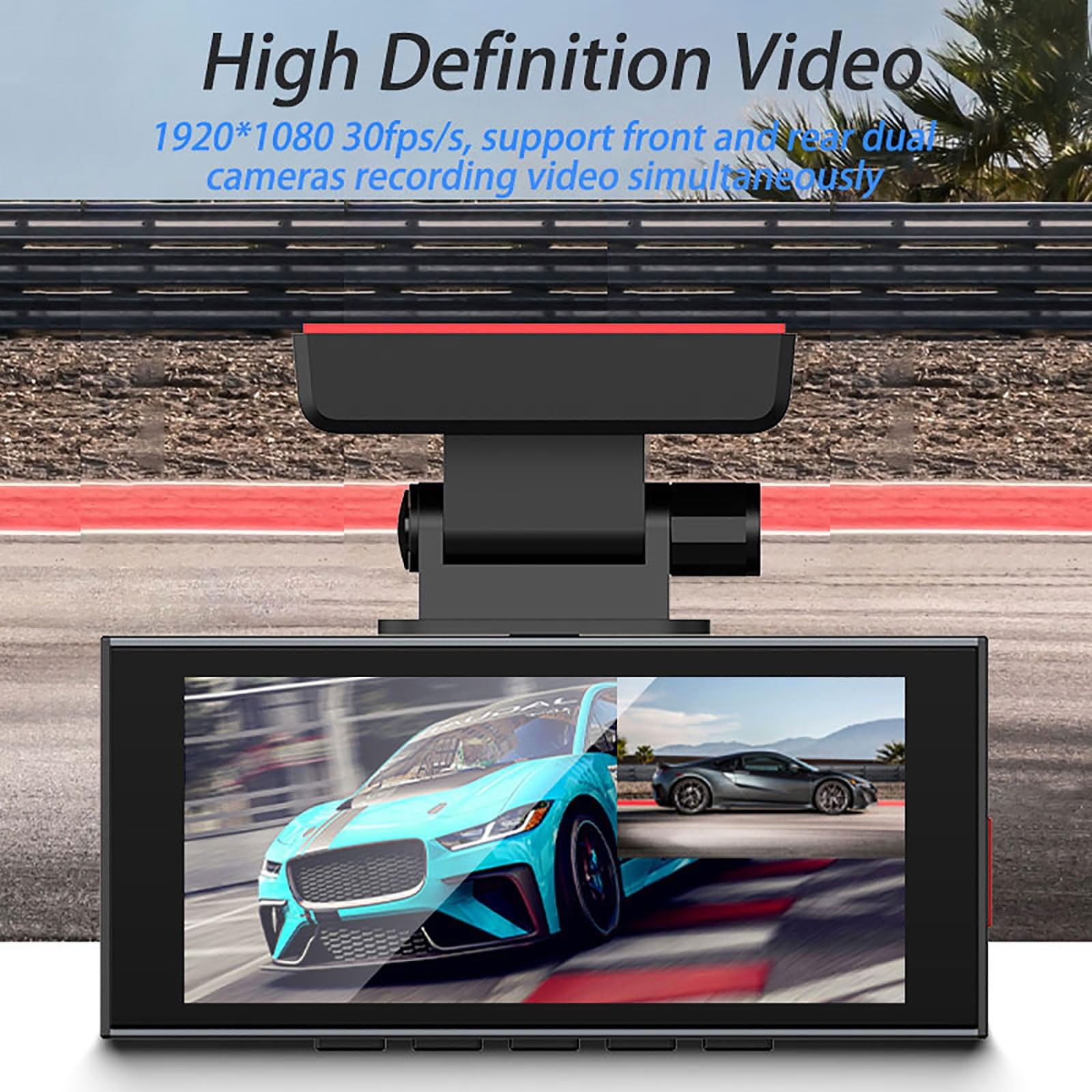 1080P Front + 720P Rear Dual Dash Cam, 3.16″ IPS Screen, Built-in WiFi, Night…