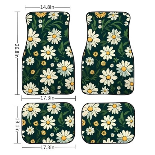 Universal Daisy Car Floor Mats,Floral Print Vehicle Floor Daisy Floral