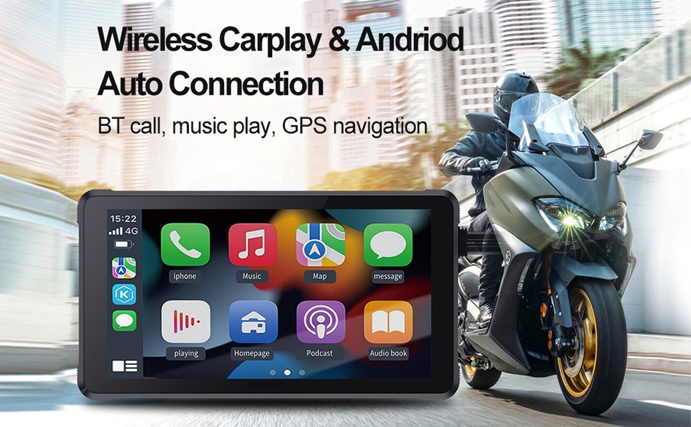 5.5″ Carplay for Motorcycle Wireless Moto CarPlay Android Auto GPS Screen +TPMS