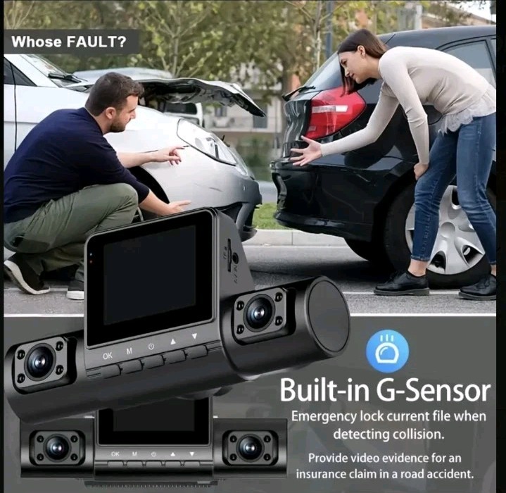 4 CAMERAS Car Dash Cam Night Vision QUAD SCREEN VIEW Front Rear Left & Right NEW