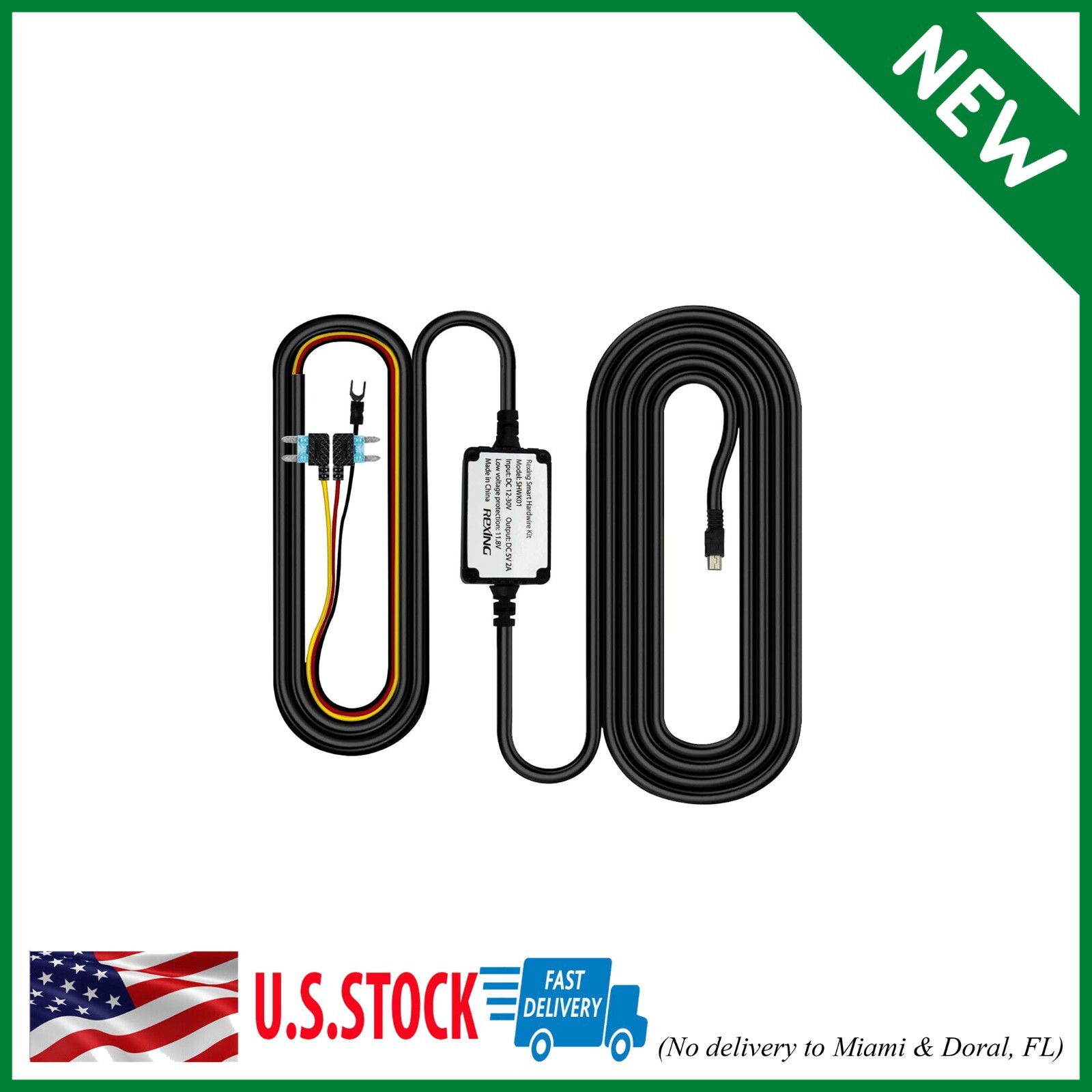 REXING Smart Hardwire Kit V1 V1P WiFi Version V3 and S1 Dash Cams Mini-USB Port