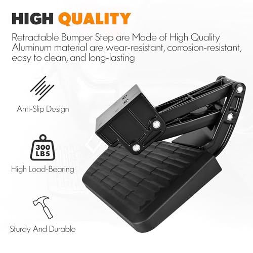Rear Bed Step Compatible with 2009-2018 Dodge Ram 1500, Ram 2500/3500