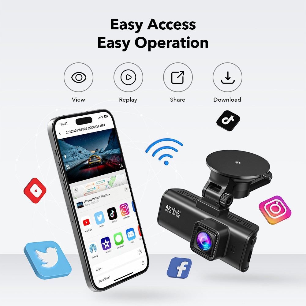 REDTIGER 4K Dash Cam 32GB SD Card Front and Rear Dual Dash Camera WIFI&GPS