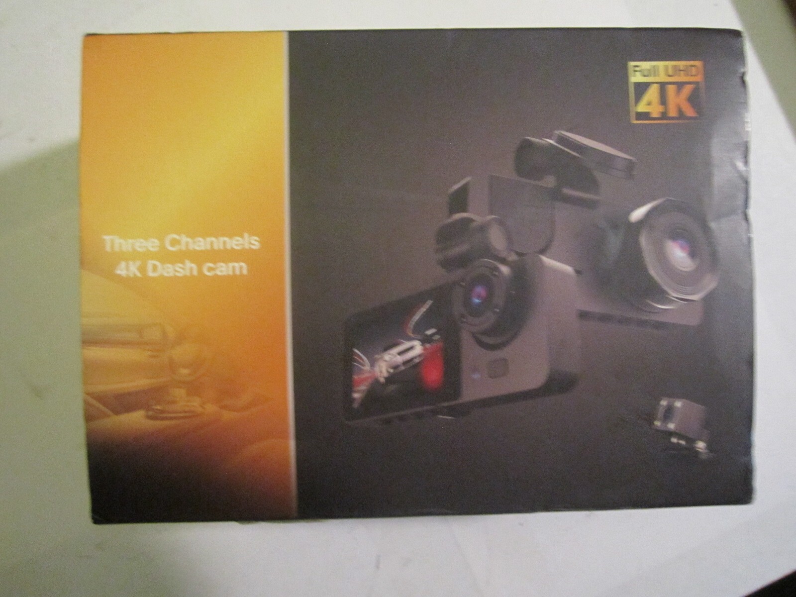 THREE CHANNELS 4K DASH CAM, FULL UHD 4K,FOR CARS 170 DEGREE WIDE ANGLE,FULL UHD