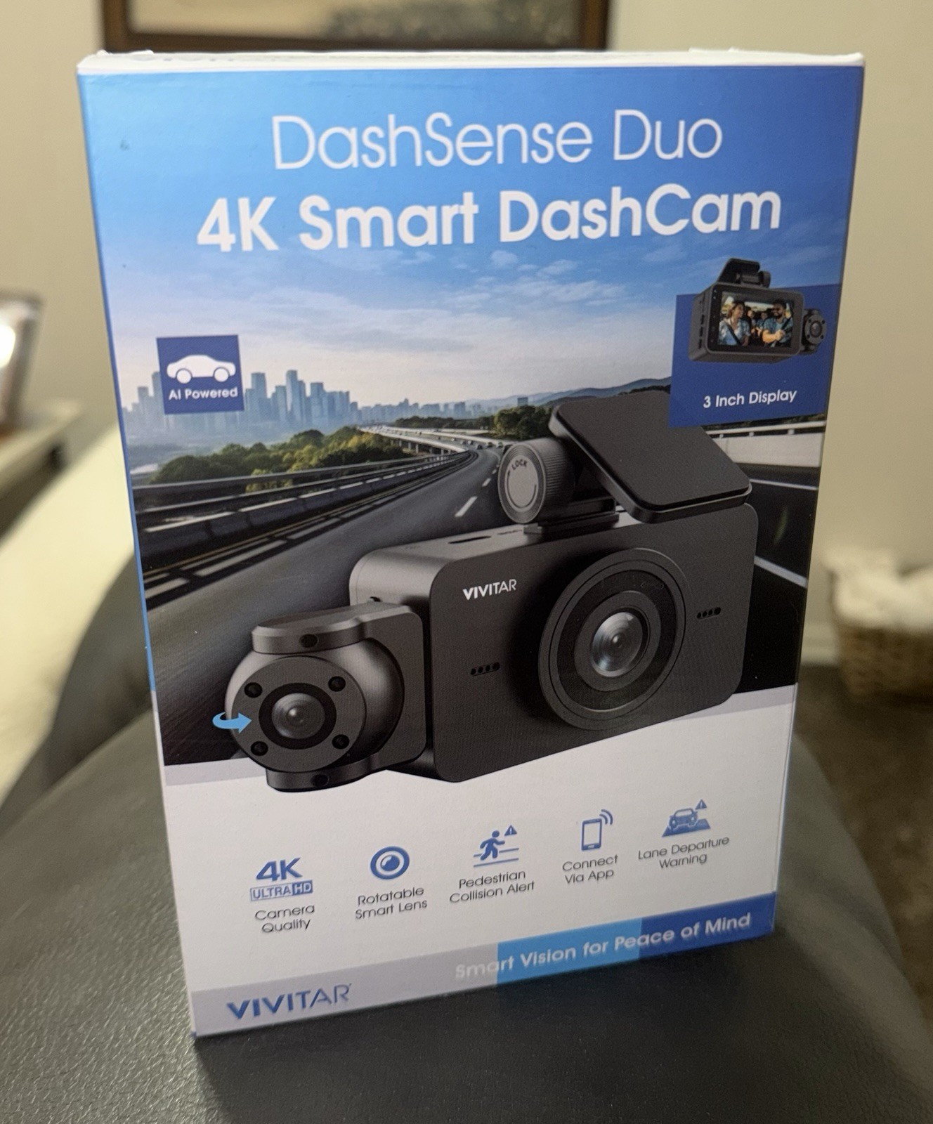 Vivitar 4k Smart Dash Cam Dashcam Dashsense Duo AI Powered Black