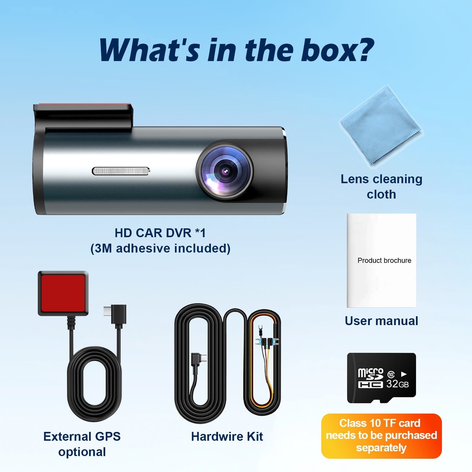 4K UHD Dash Cam Car DVR 24 Hours Night Vision 32GB WiFi Camera with GPS Hardwire