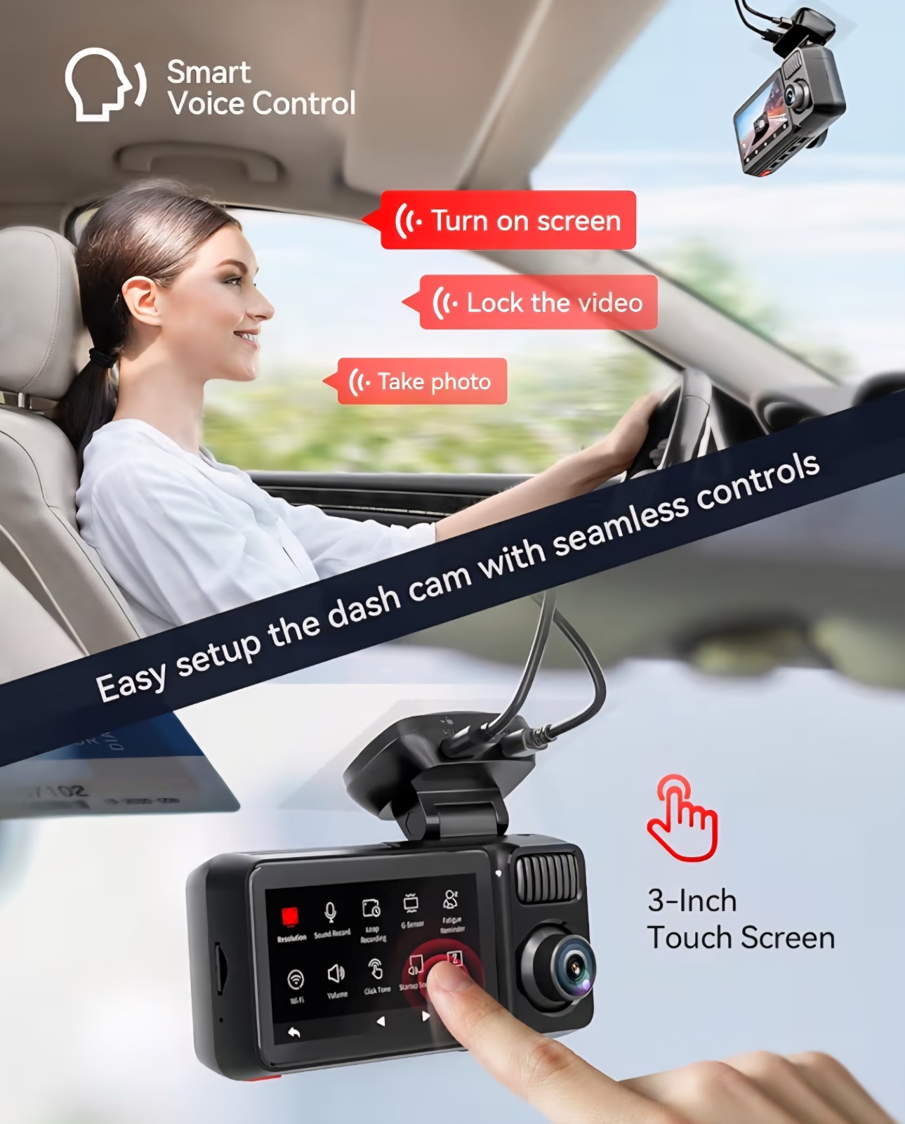 REDTIGER F17 Elite 4K Dash Cam 3 Channel, STARVIS 2 128GB Card, Full Night Color