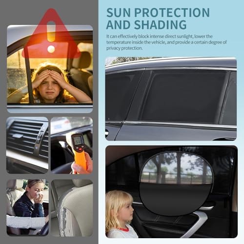 4PCS 2026 Zipper Car Window Shades for Side Window—Breathable Mesh