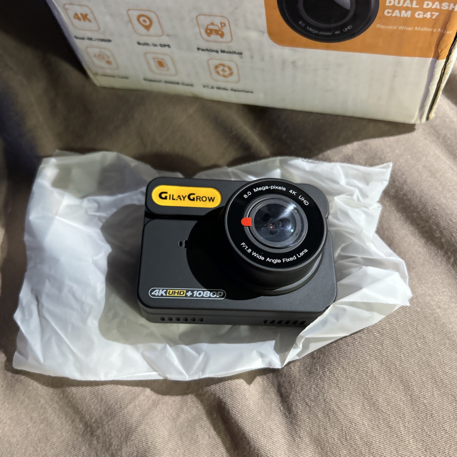 Gilay Grow 4K UHD + 1080P G47 Dual Dash Cam NEW Never Used