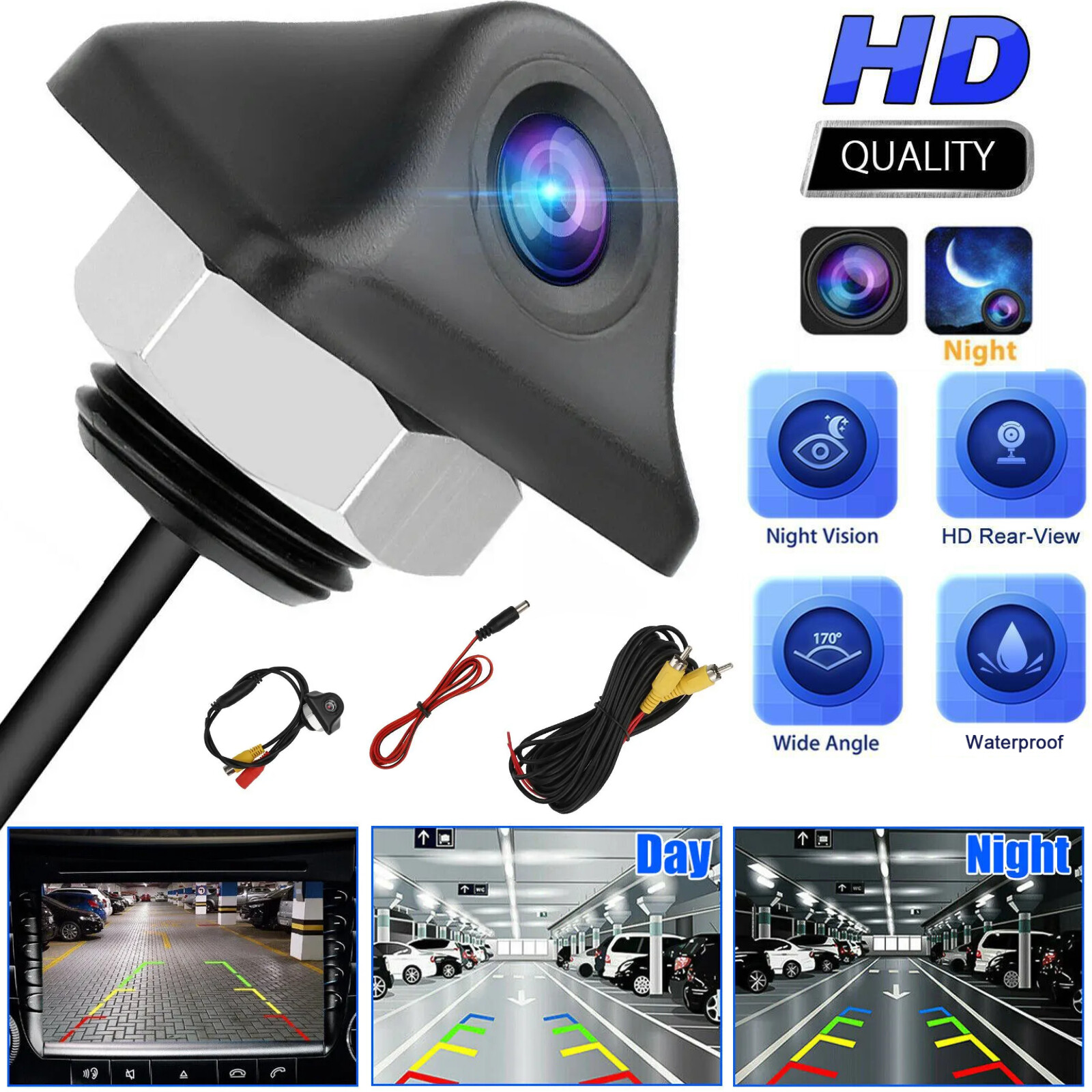 170° Car Rear View Backup Camera Reverse Parking Cam HD Night Vision Waterproof