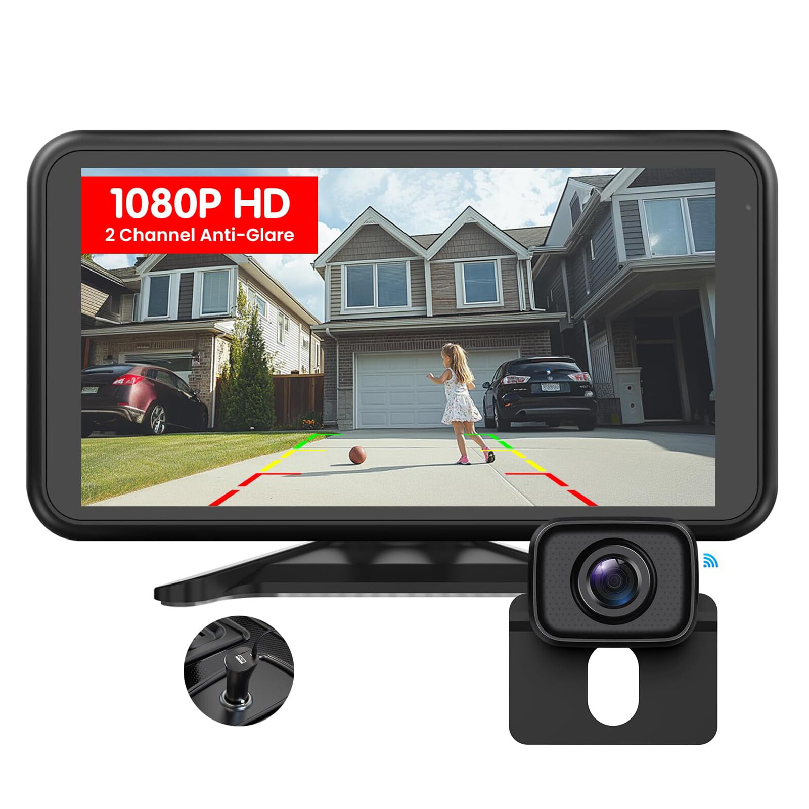 Foxpark W11 Wireless Backup Camera for Trucks 4.8″ HD 1080P 2 Channels Rear View