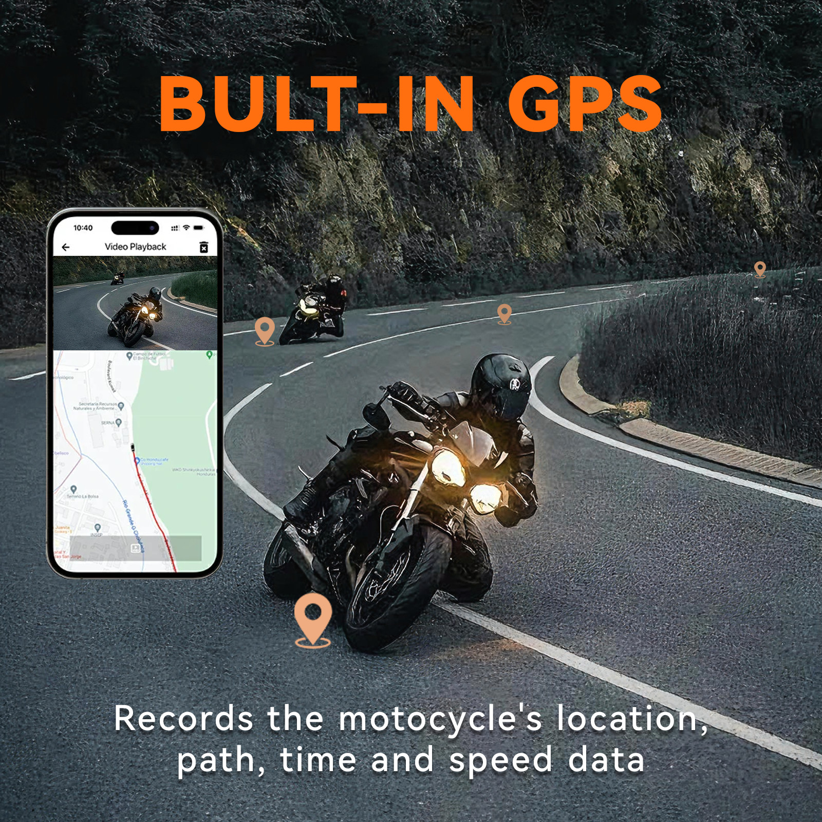 AOOCCI C6 Pro Motorcycle Camera Front & Rear 1080P CarPlay Android Auto GPS IP67