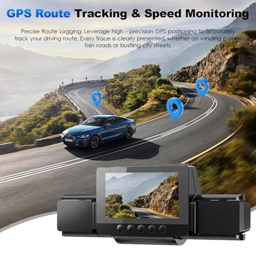 4-Channel 360° Dash Cam, 4-Way Recording, WiFi & GPS, Night Vision, 24H Monitor