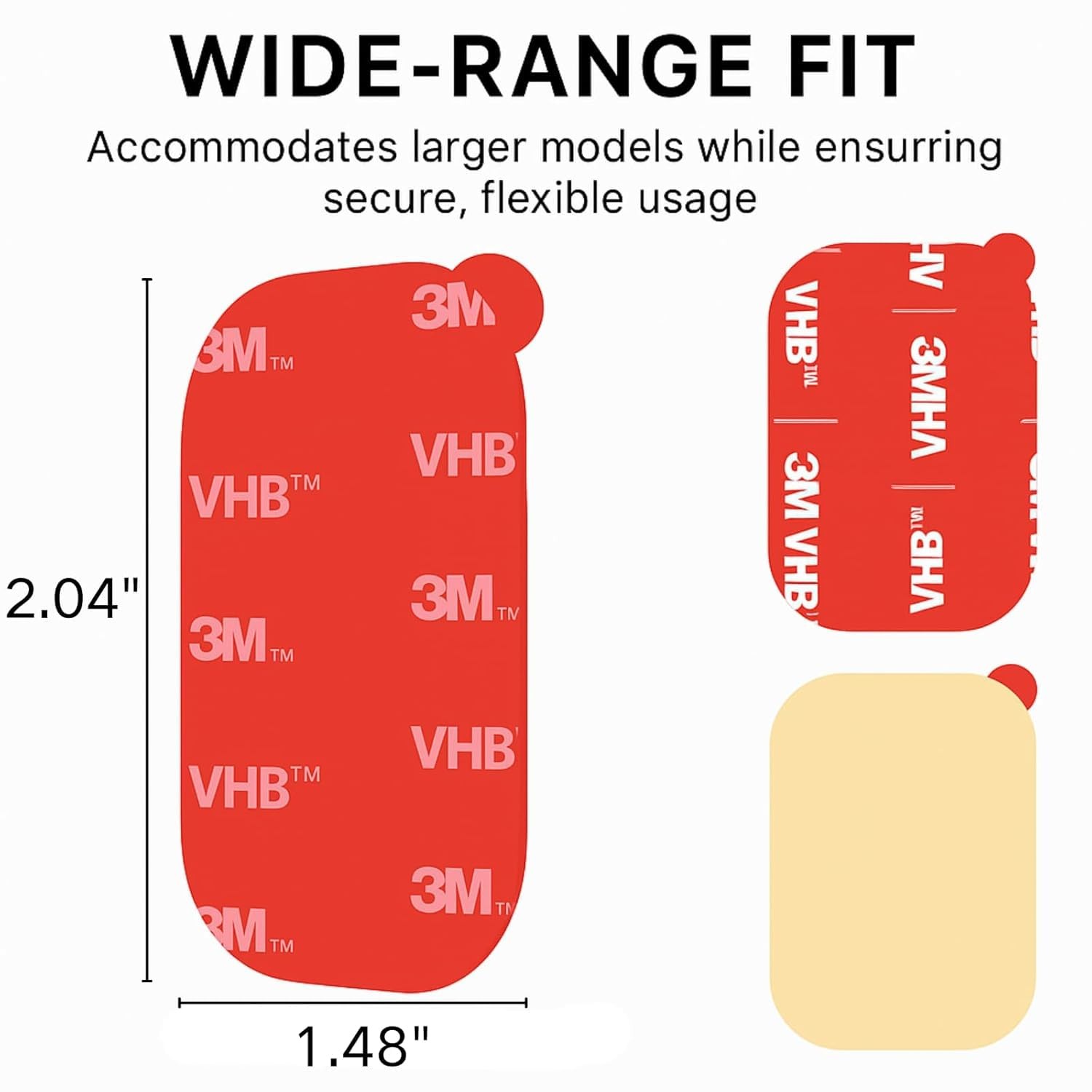 HeavyDuty Double Sided Adhesive Pads 1.48 x 2.04 Inch for Car Mounts