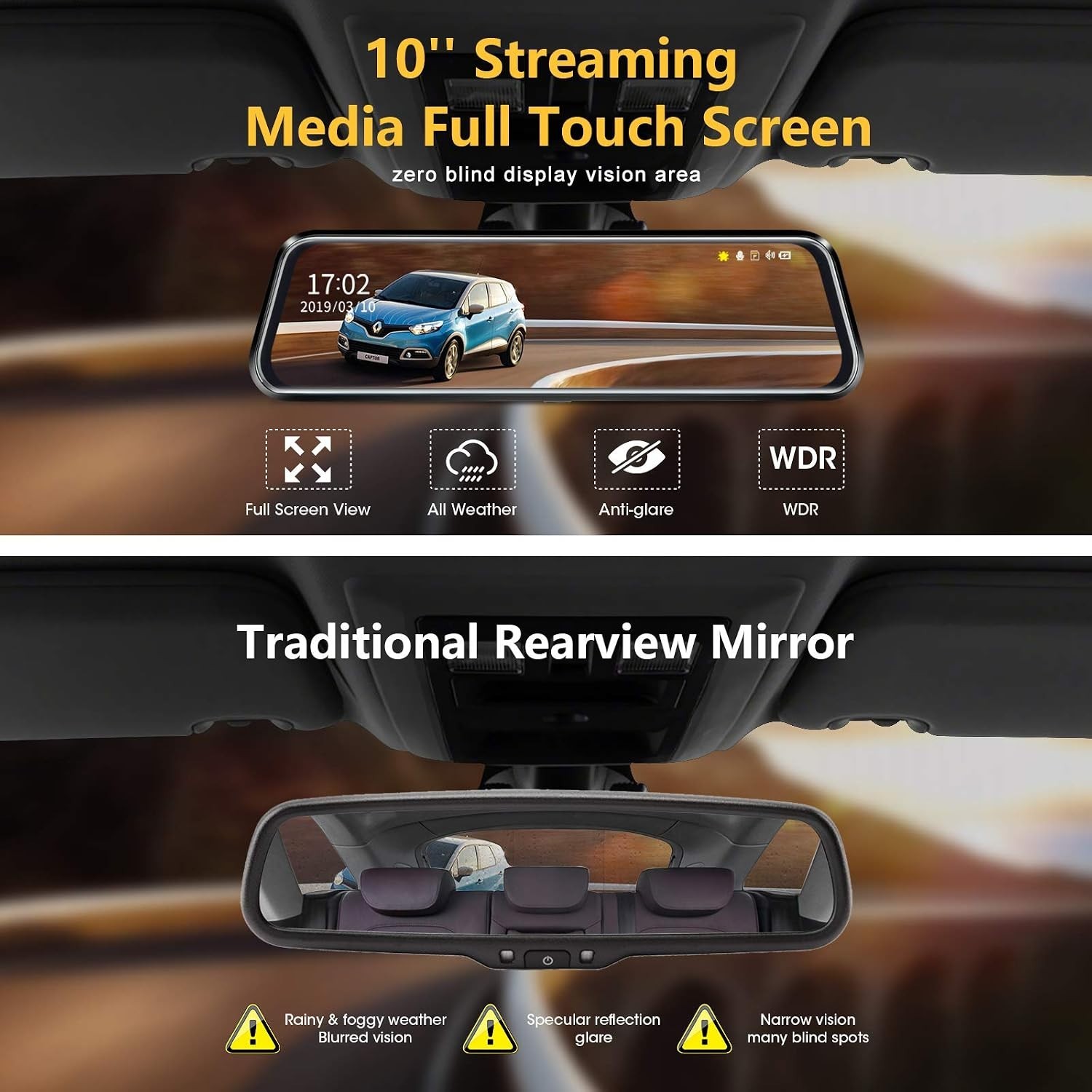 10” IPS Full Touch Screen Dash Cam