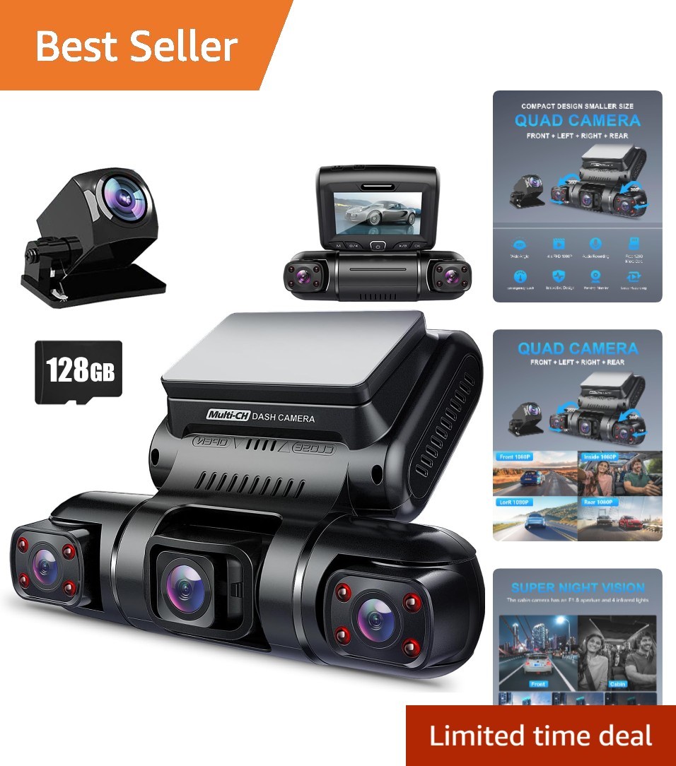 4K 360° Dash Camera with Night Vision & GPS for Complete Vehicle Safety