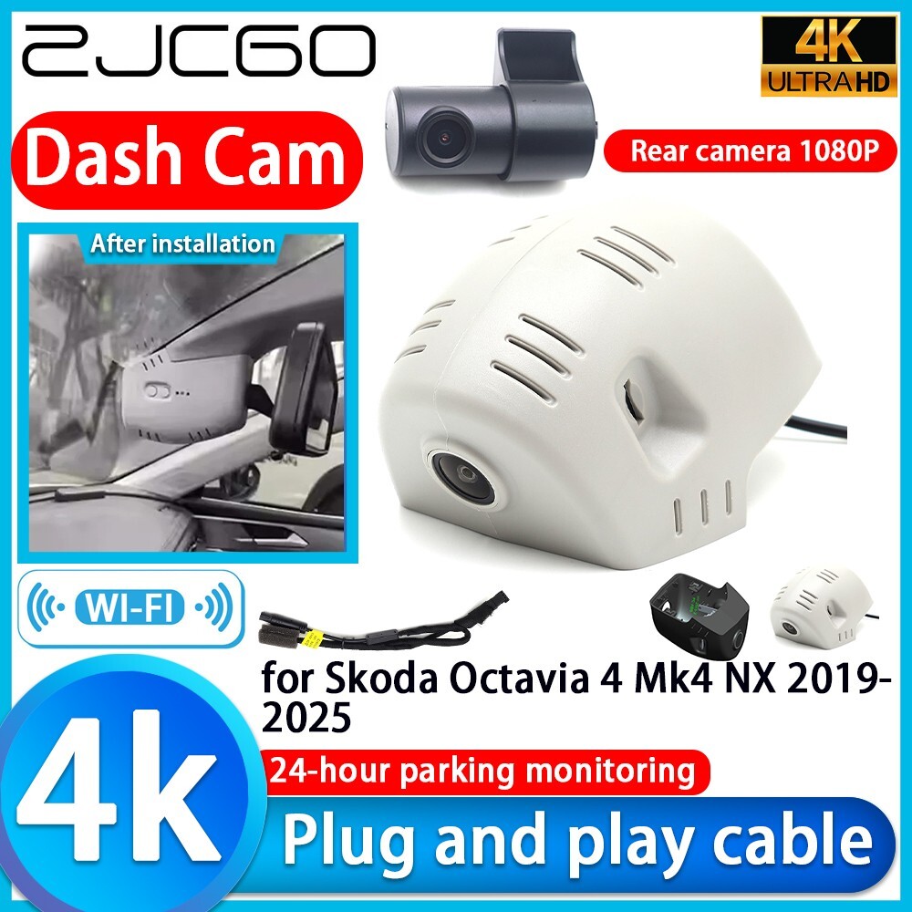 Plug and Play 4K Wifi DVR Dash Cam Camera for Skoda Octavia 4 Mk4 NX 2019-2025