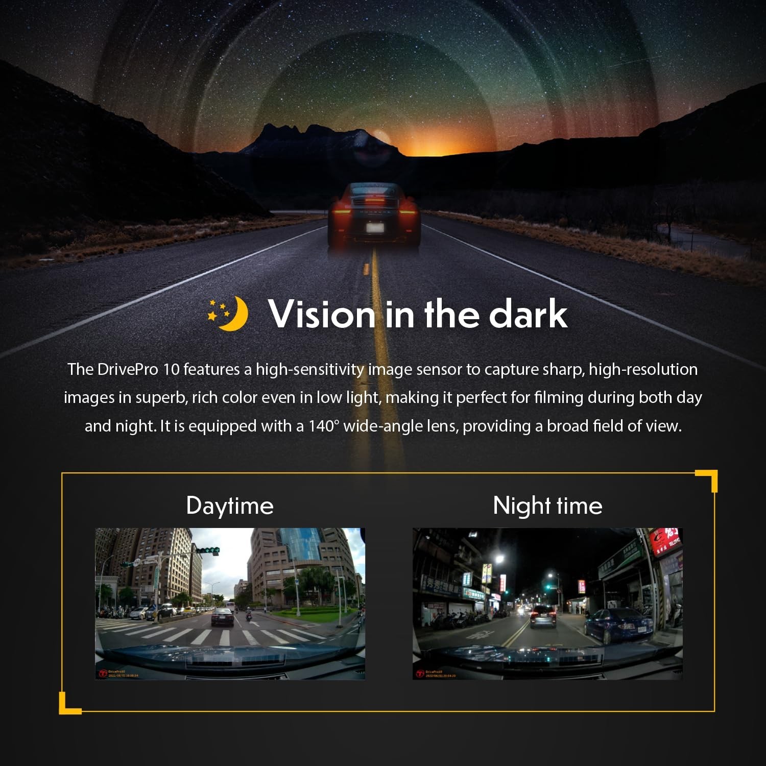 1440P 2K QHD Dash Camera for Cars, Night Vision, Wi-Fi, G-Sensor, 64GB Card Incl